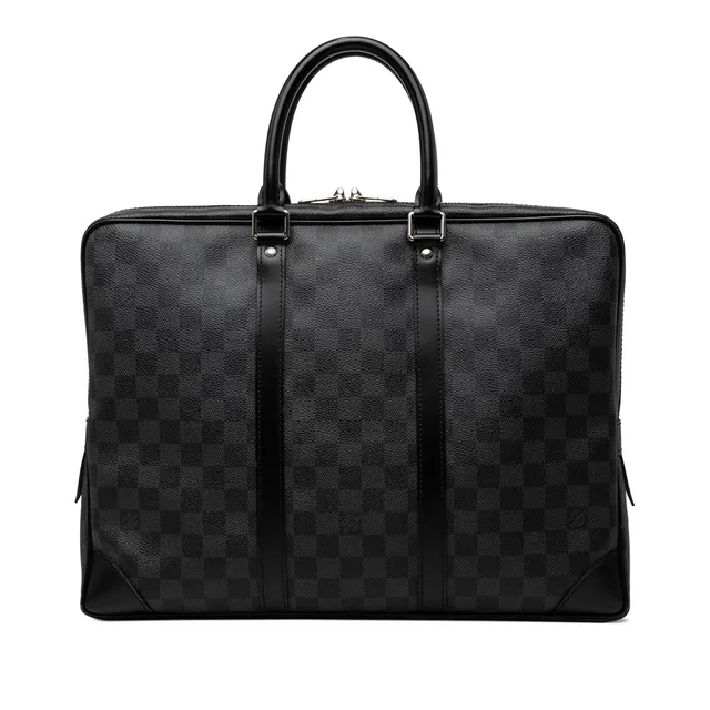 Black Louis Vuitton Damier Graphite Porte Documents Voyage PM Business Bag in Black Canvas from Designer Revival