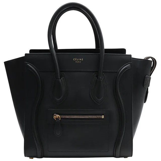 Celine Luggage Micro Shopper Black in Black Leather from VINTAGE QOO TOKYO