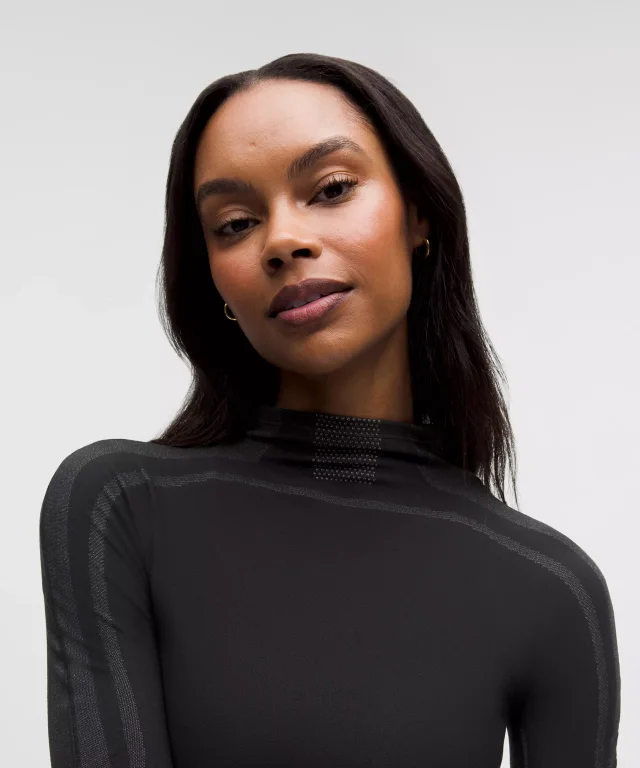 lululemon Team Canada Women's Seamless Mockneck Base Layer *COC Logo in Black/White, photo 4 of 7 from lululemon