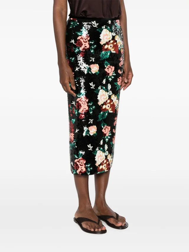 Forte Forte sequin-embellished floral-motif midi skirt, photo 3 of 5 from SENSER