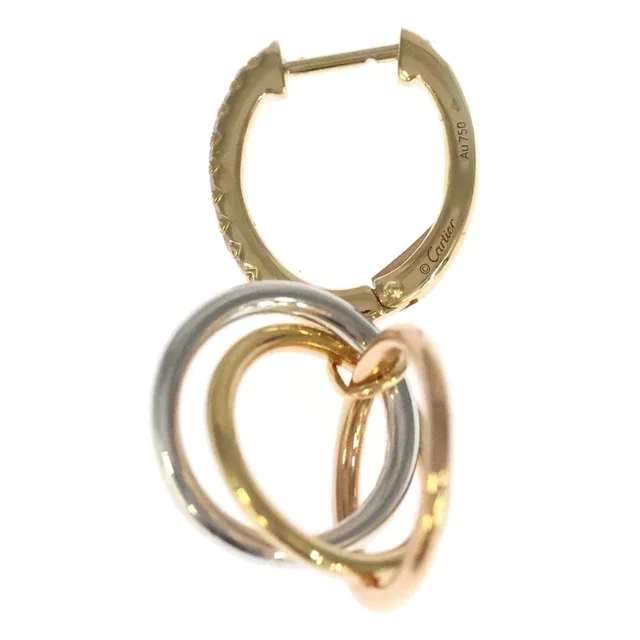 Cartier Trinity Pave Diamond Earrings Gold 18K Yellow 18K White Pink in White from The Reluxe