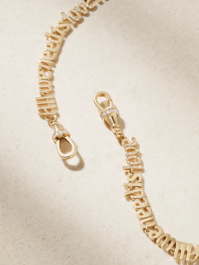 MARIE LICHTENBERG All We Need is Love 18-karat gold diamond necklace - gold - One Size in Metallic 80% 750/1000 yellow gold 20% Diamond, photo 3 of 6 from NET-A-PORTER (Canada)