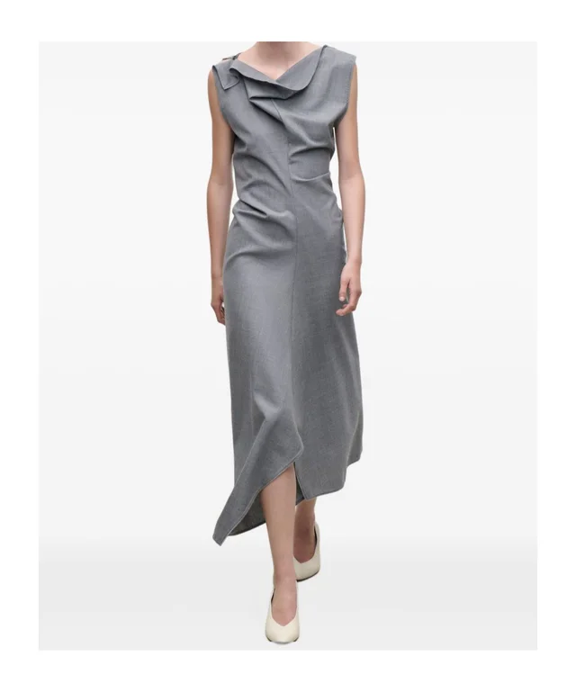 Victoria Beckham Draped Asymmetric Hem Midi Dress, photo 2 of 5 from SENSER