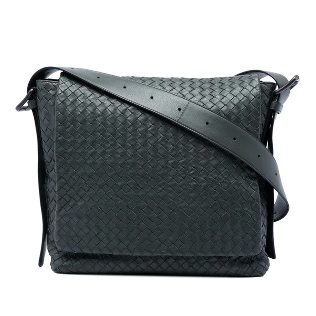Gray Bottega Veneta Nappa Intrecciato Messenger Bag in Grey Nappa leather from Designer Revival
