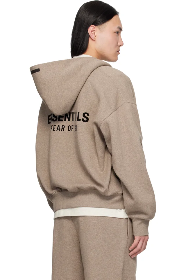 Fear of God ESSENTIALS Beige Classic Zip-Up Hoodie, photo 3 of 4 from SSENSE