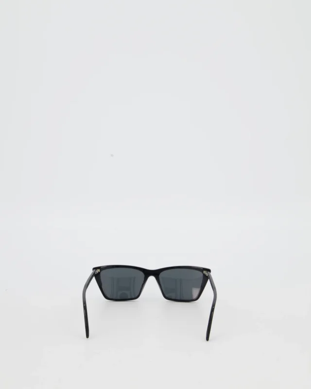 Saint Laurent Mica Thin Cat Eye Sunglasses with Engraved Logo Detail in Black from Sellier, photo 4 of 5