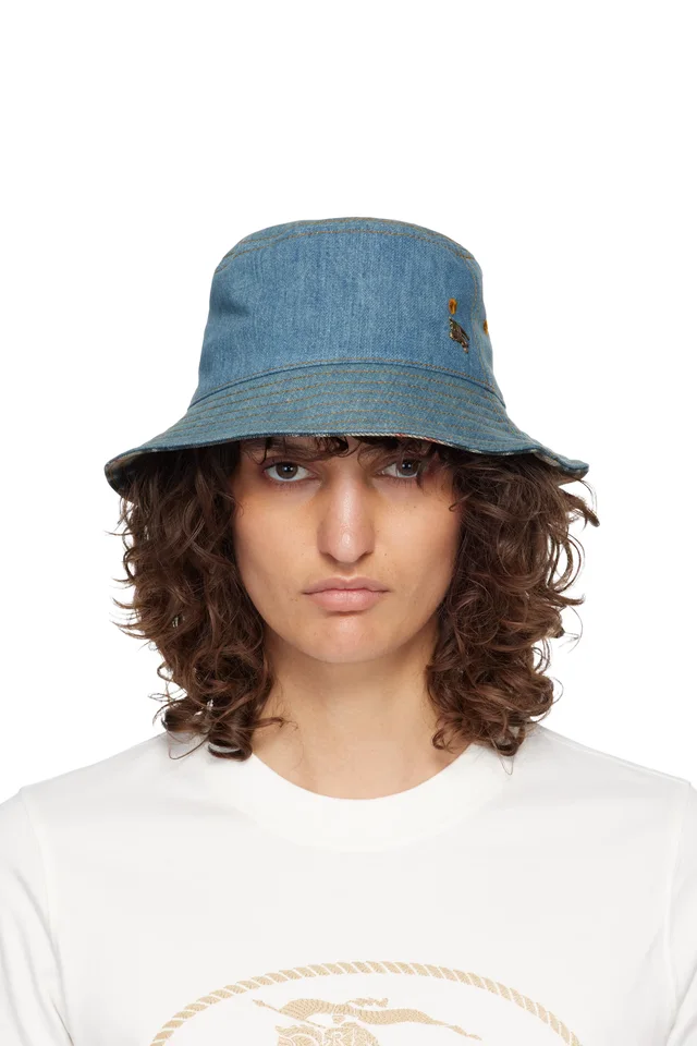 Burberry Blue Denim Bucket Hat, image 1 of 1 from SSENSE