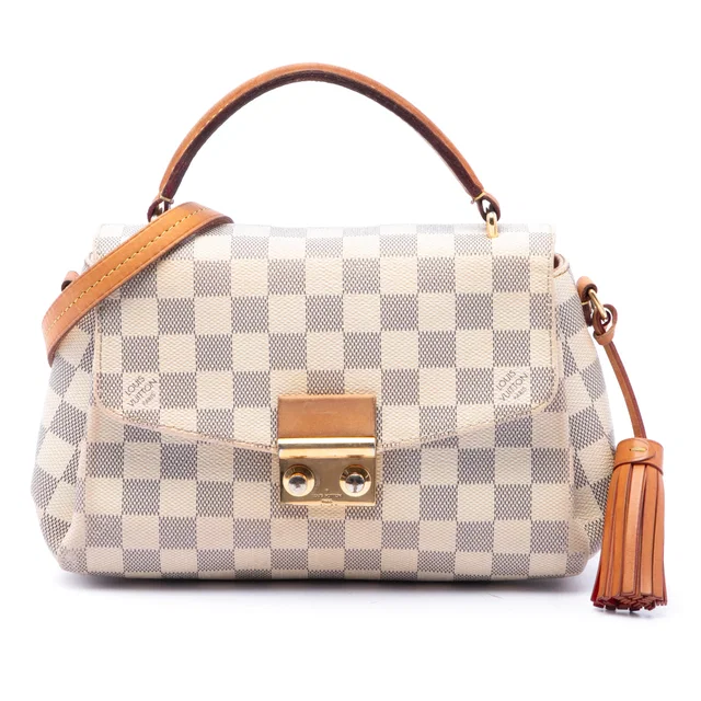 White Louis Vuitton Damier Azur Croisette Satchel in White Canvas from Designer Revival