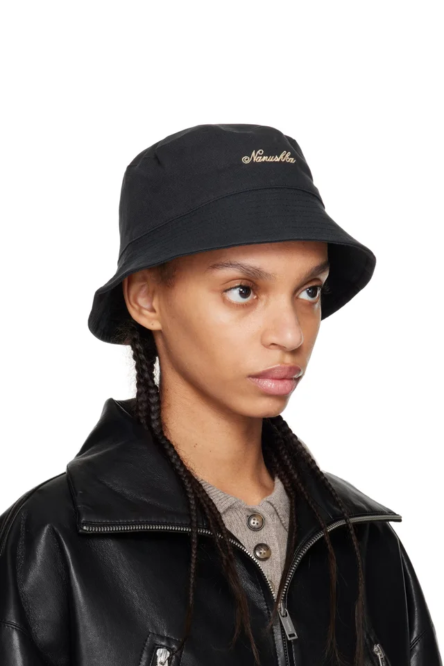 Nanushka Black Caran Bucket Hat, photo 2 of 3 from SSENSE