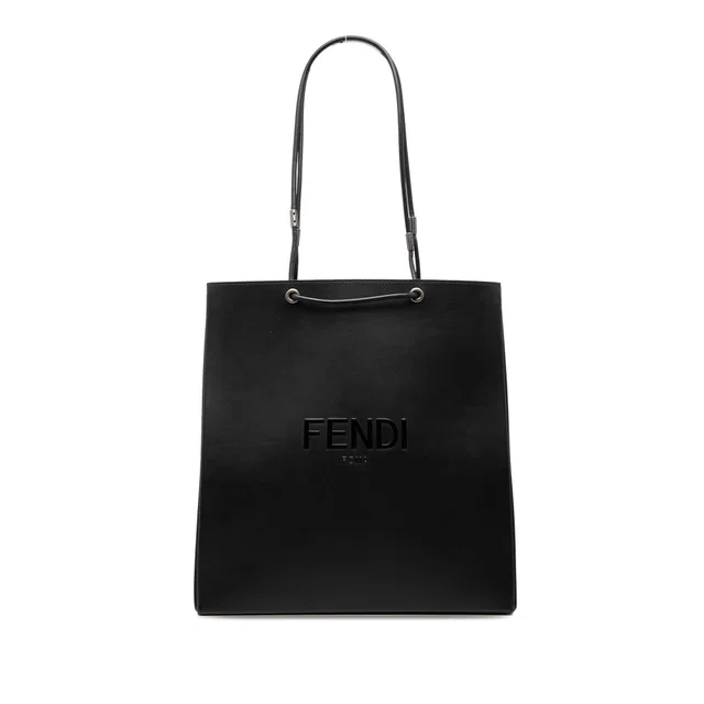 Black Fendi Medium Leather Pack Shopping Satchel in Black Leather from Designer Revival