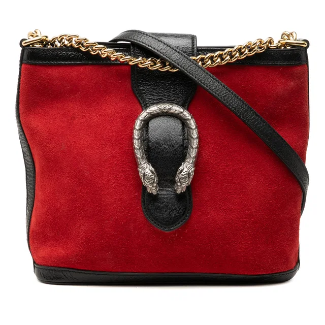 Red Gucci Suede Dionysus Bucket Bag in Red Suede from Designer Revival