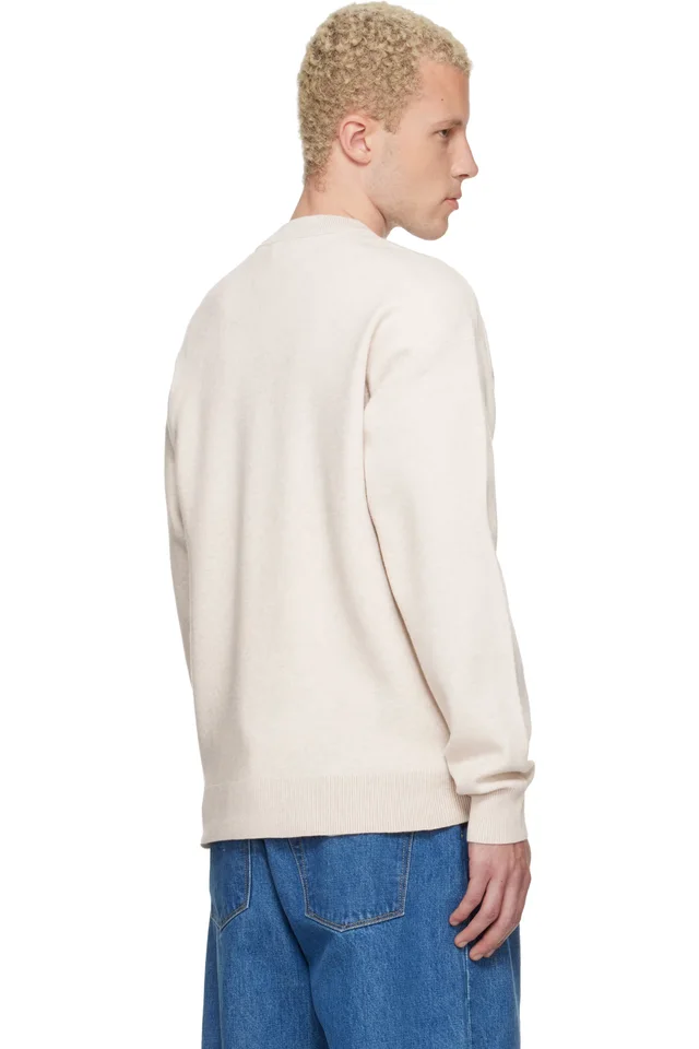 AAPE by A Bathing Ape Beige 'AAPENOW' Moonface Crew Neck Sweater, photo 3 of 4 from SSENSE
