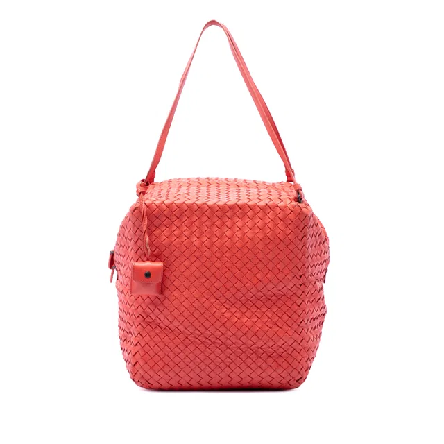 Orange Bottega Veneta Nappa Intrecciato Cube Shoulder Bag in Orange Nappa leather from Designer Revival
