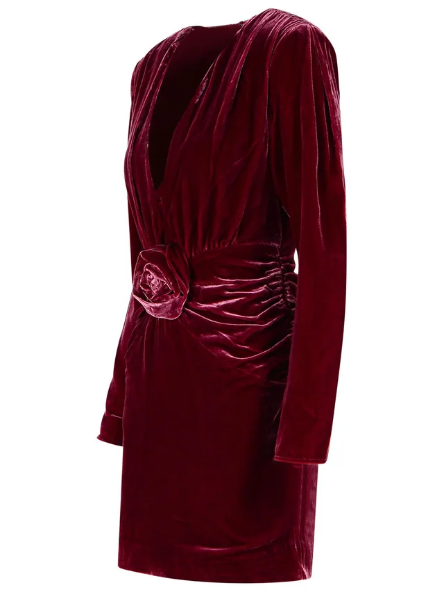 ROTATE BURGUNDY SILK VELVET MINI DRESS, photo 2 of 4 from SENSER