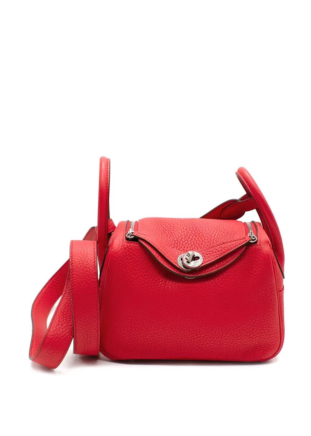 Hermès Mini Lindy in Red Clemence leather from HEWI