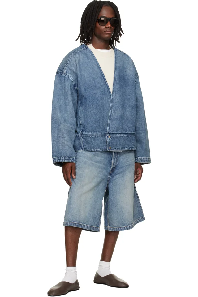 Fear of God Indigo Utility Denim Shorts, photo 4 of 4 from SSENSE