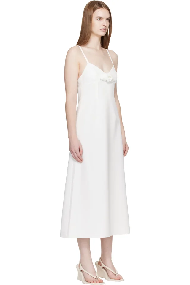 Sandy Liang White Pilton Midi Dress, photo 2 of 4 from SSENSE