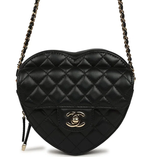 Chanel CC In Love Large Heart Bag in Black Lambskin from Madison Avenue Couture