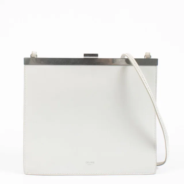Celine White Leather Mini Clasp Bag in White Leather from Labellov