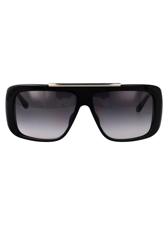 Alexander McQueen Am0492s Metal Rectangle Sunglasses — Black in Black from HEWI