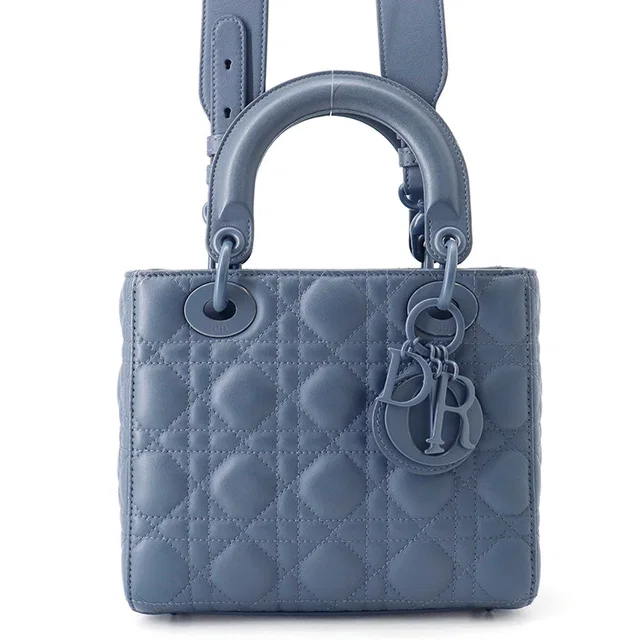 Lady Dior Ultra Matte Cannage 2-way Bag Denim BlueM0538ILOI_M94B Leather Size Small in Denim from GALLERY RARE