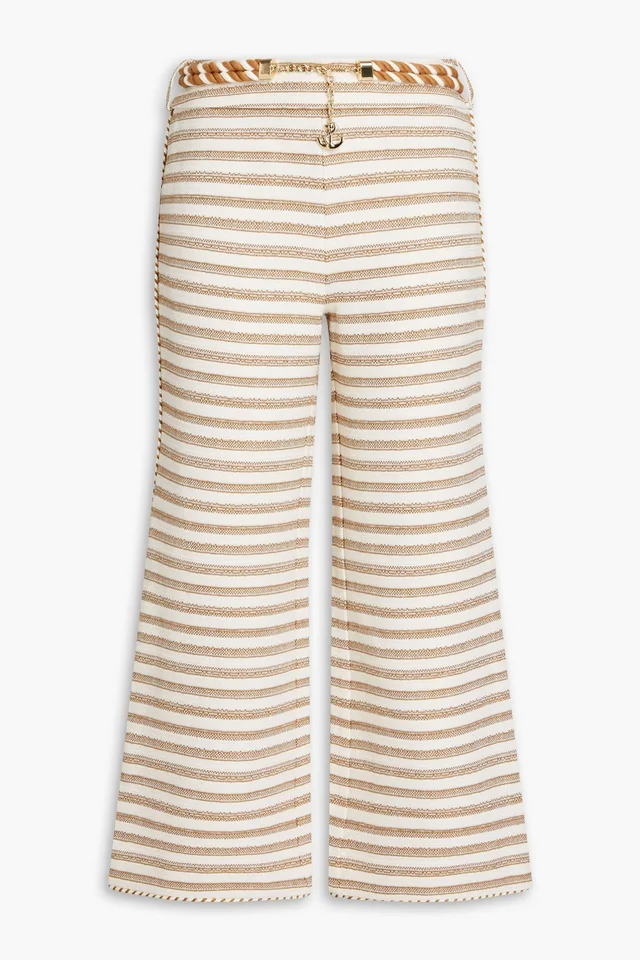 Zimmermann Striped Cotton-Blend Canvas Straight-Leg Pants in Beige from THE OUTNET, photo 1 of 1