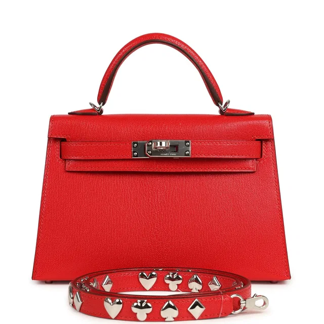 Hermès "Clou De Coeur" Kelly Sellier 20 Rouge De Coeur Chevre Chamkila Palladium Hardware in Red Goatskin from Madison Avenue Couture