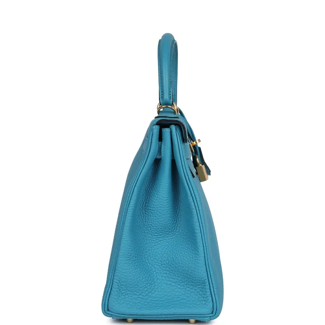 Hermès Kelly Retourne 28 Turquoise Togo Gold Hardware in Blue Togo leather from Madison Avenue Couture, photo 2 of 2