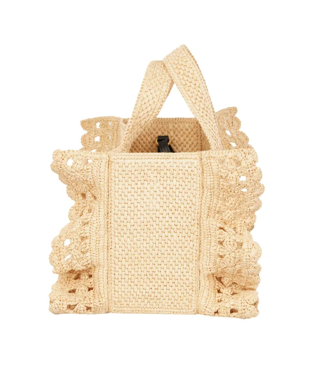 Loewe x Paula's Beige Ibiza Font Ruffla Tote Bag in Beige Raffia from Luxury Promise, photo 2 of 10
