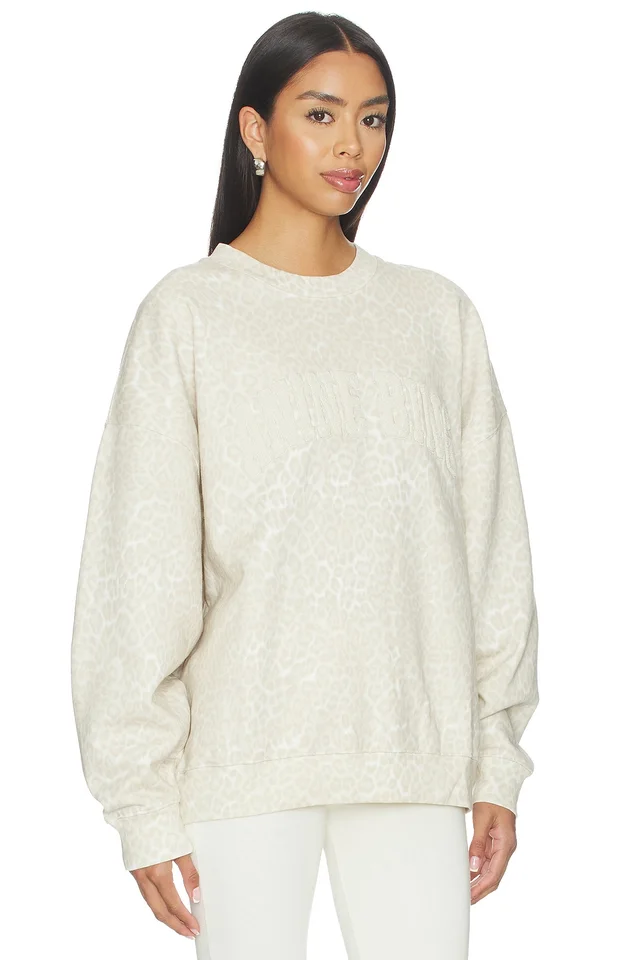 ANINE BING Miles Sweatshirt in White Washed Leopard, photo 2 of 5 from REVOLVE (Canada)