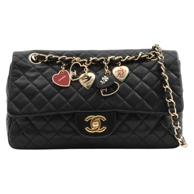 Chanel Circa 2009 Valentine's Limited Edition CC Turnlock Chain Shoulder Bag, Black in Black Lambskin from VINTAGE QOO TOKYO