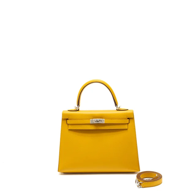 Hermès Kelly 25 Epsom 9D Jaune Amber SHW Stamp Y in Yellow Epsom leather from EMIER