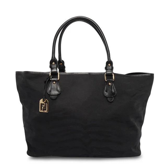 Fendi Tiger Print Tote in Black Nylon from Blue Spinach