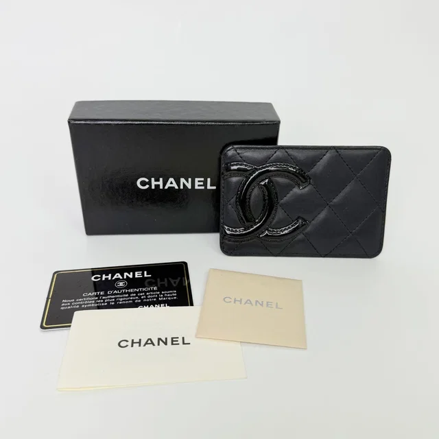 Chanel CC Logo Quilted Card Case Leather Black Vintage in Black Leather from The Reluxe