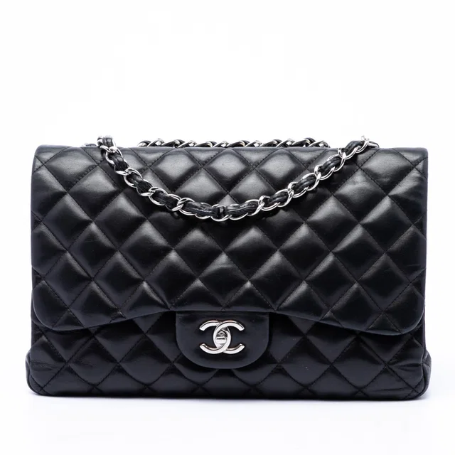 Black Chanel Jumbo Classic Lambskin Single Flap Shoulder Bag in Black Lambskin from Designer Revival, photo 1 of 1
