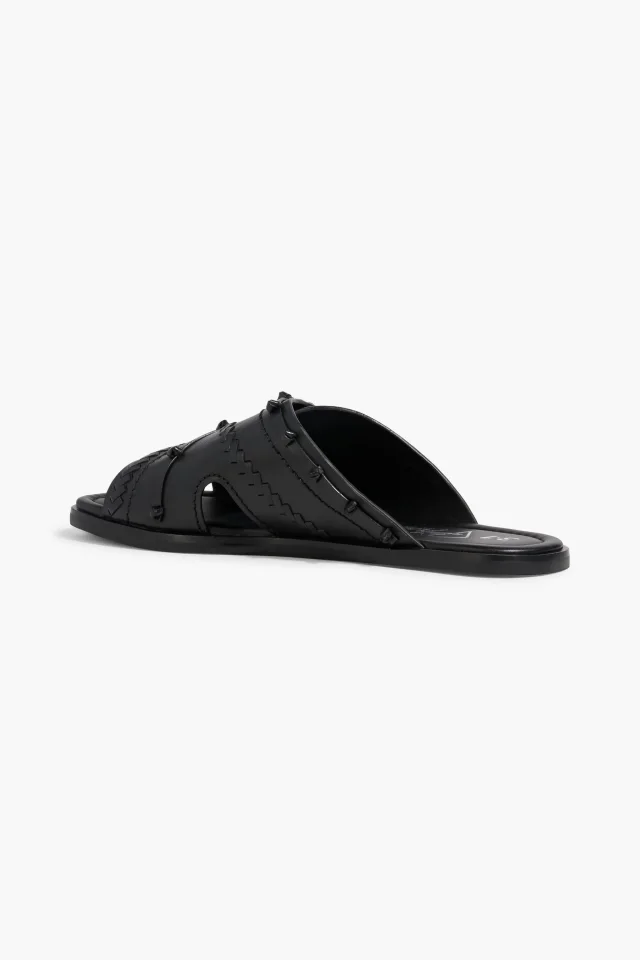 3.1 Phillip Lim Craft Studded Knotted Leather Flat Sandals in Black, photo 3 of 4 from THE OUTNET