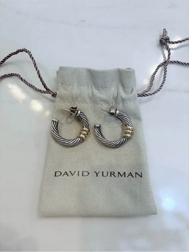 David Yurman Silver Hoop Earrings With Gold Accents in silver|gray|gold from Poshmark