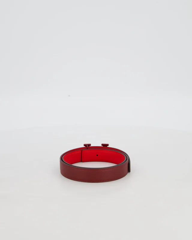 Hermès H Belt in Burgundy Swift leather from Sellier, photo 4 of 6