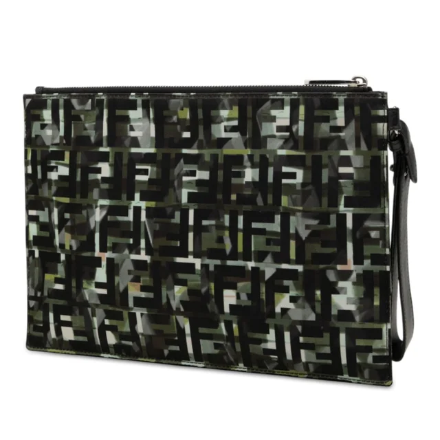 Black Fendi FF 1974 Nylon Camouflage Wristlet Pouch Clutch Bag in Black Nylon from Designer Revival, photo 2 of 2