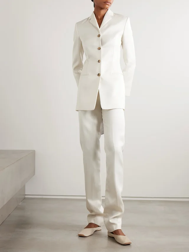 CALVIN KLEIN COLLECTION Adrian wool and silk-blend blazer in White, photo 2 of 2 from NET-A-PORTER (Canada)