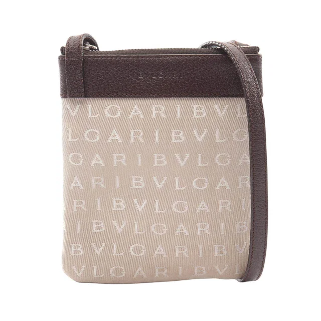 Bvlgari Logo Mania Canvas Leather Shoulder Bag in Canvas from LuxUness