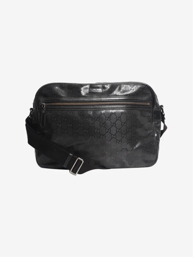Gucci Black GG Messenger bag in Black Coated canvas from Sign of the Times