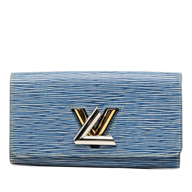 Blue Louis Vuitton Epi Denim Twist Wallet Long Wallets in Blue Denim from Designer Revival