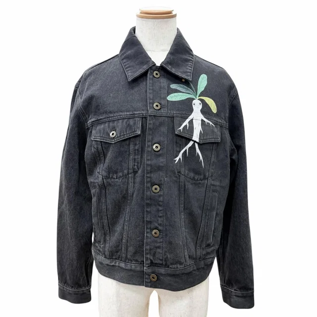 Loewe Suna Fujita Collaboration Mandragora Loose Silhouette Denim Jacket Black in Black Denim from The Reluxe