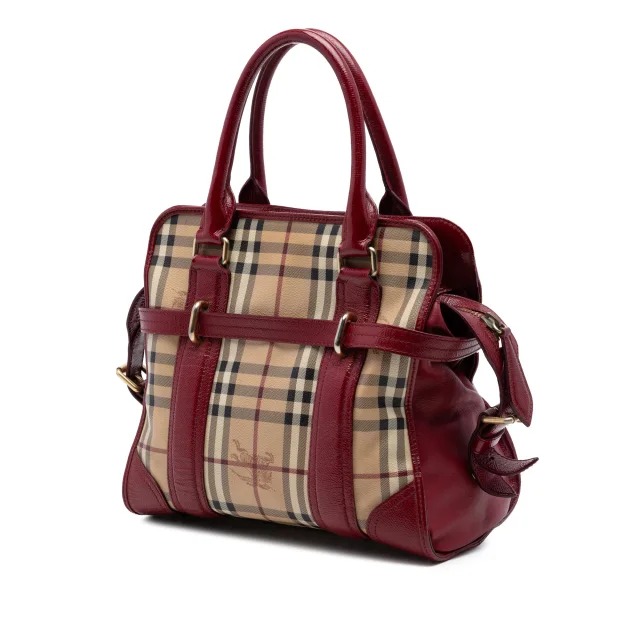 Beige Burberry Haymarket Check Coated Canvas Minford Portrait Satchel in Beige Coated canvas from Designer Revival, photo 2 of 6