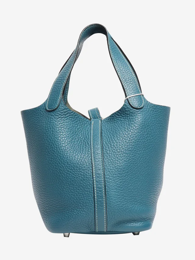 Hermès Blue jean picotin 18 clemence leather bag in Blue Clemence leather from Sign of the Times