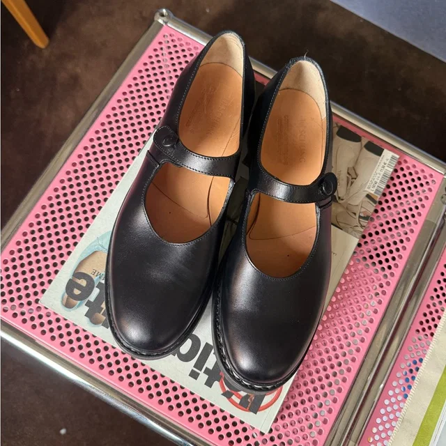 Comme des Garçons Women's Black Leather Mary Jane Flats in black|brown|neutral Leather from Poshmark