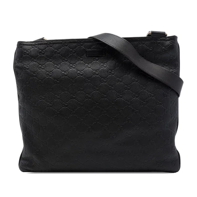 Black Gucci Guccissima Crossbody in Black Leather from Designer Revival