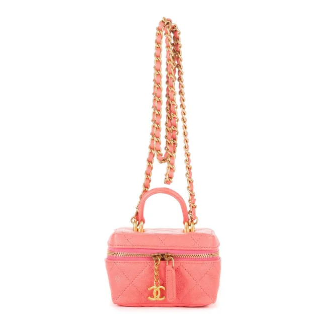 Chanel Vanity Chain Shoulder Bag Pink in Pink from The Reluxe