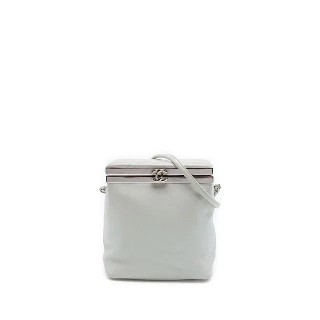 White Chanel CC Metallic Calfskin Vanity Bag in White Calfskin from Designer Revival, photo 1 of 1